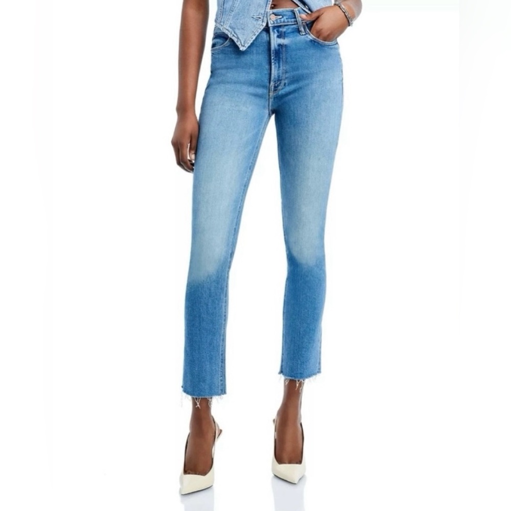 MOTHER THE MID RISE DAZLER ANKLE FRAY JEANS in Riding The Cliffside Size 26